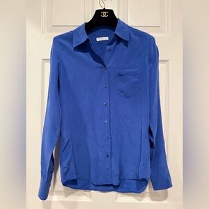 Equipment Femme Classic Silk Button Down Blouse front pocket Size XS 100% silk